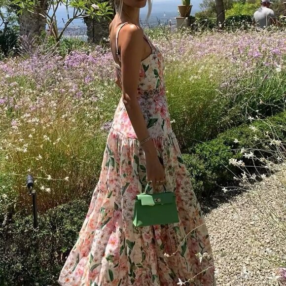 Lima Jardiniera Tiered Floral Linen Maxi Dress - Picture 2 of 15